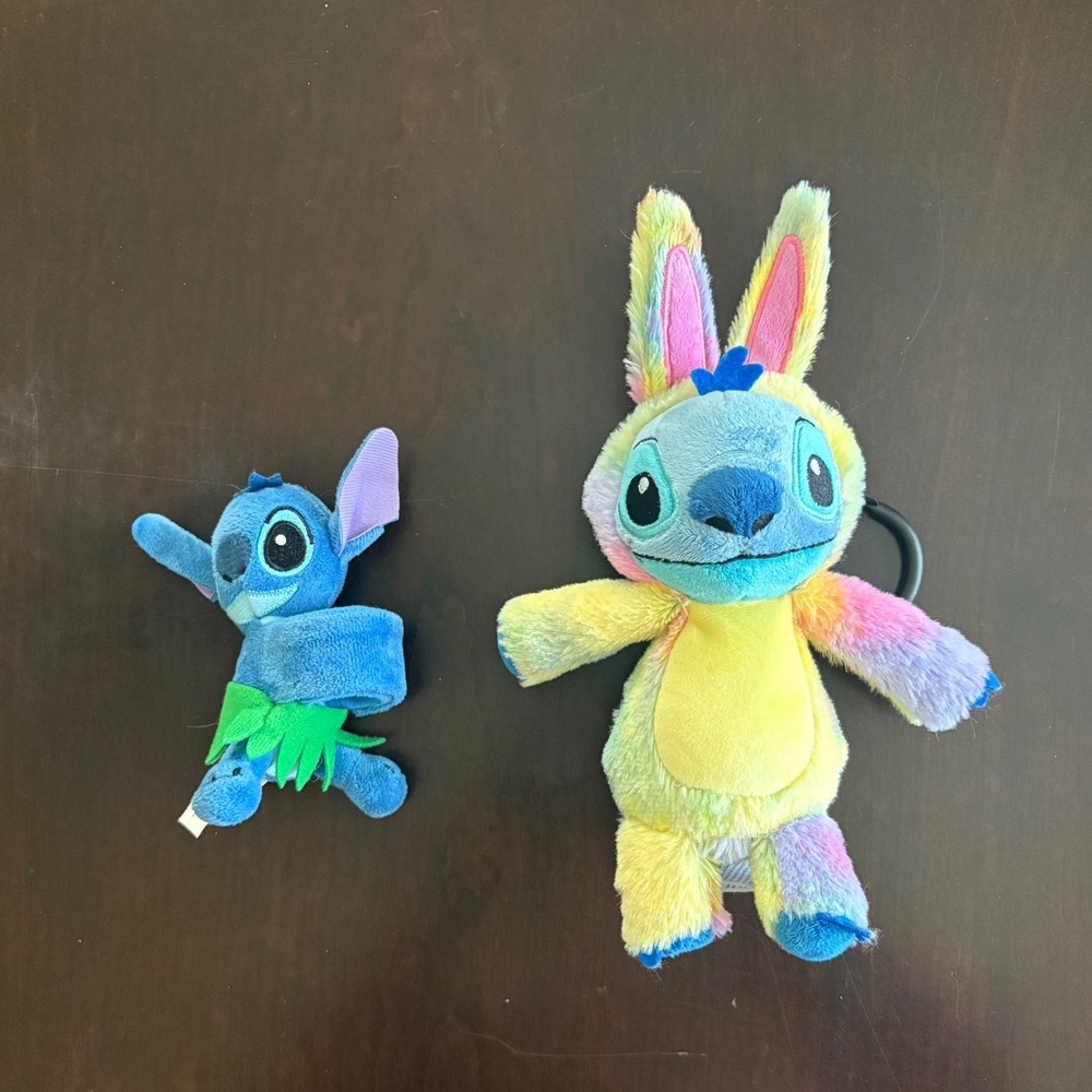 Disney Stitch Cutie Cuff Plush Slap Bracelet & Scentsy Easter Bunny Buddy Clip